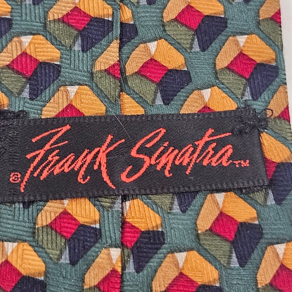 Frank Sinatra Mens Silk Tie Kaleidoscope Premier Collection Geometric Vintage - Picture 7 of 8